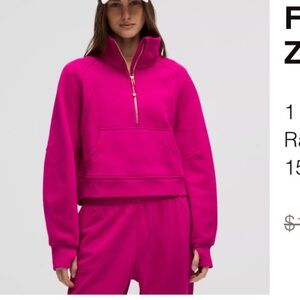 Scuba Oversized Funnel-Neck Half Zip in Bright Raspberry